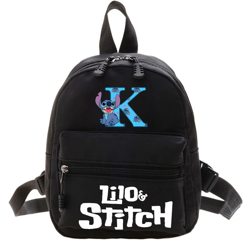 Disney-Mochila De Lilo & Stitch para chica, morral escolar informal con 26 letras, A-Z, para estudiante y adolescente