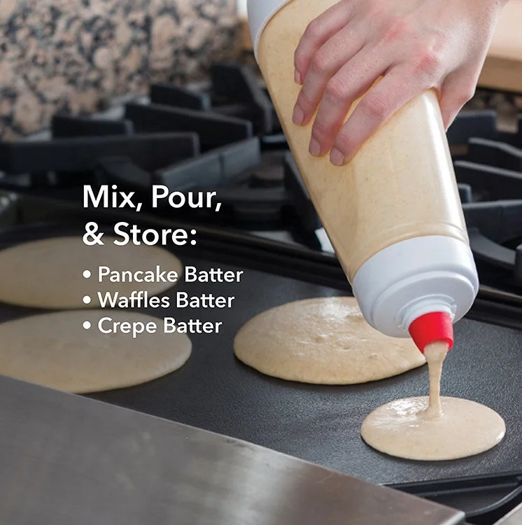 1000ml BPA Free Pancake Batter Squeeze Mixer Bottle Hand Crank PP Plastic Dispenser With Measurement Markings Wire Whisk Ball Drip Proof Baking Funnel For Crepe Waffle Cupcake Pastry Sauce Kitchen Tools