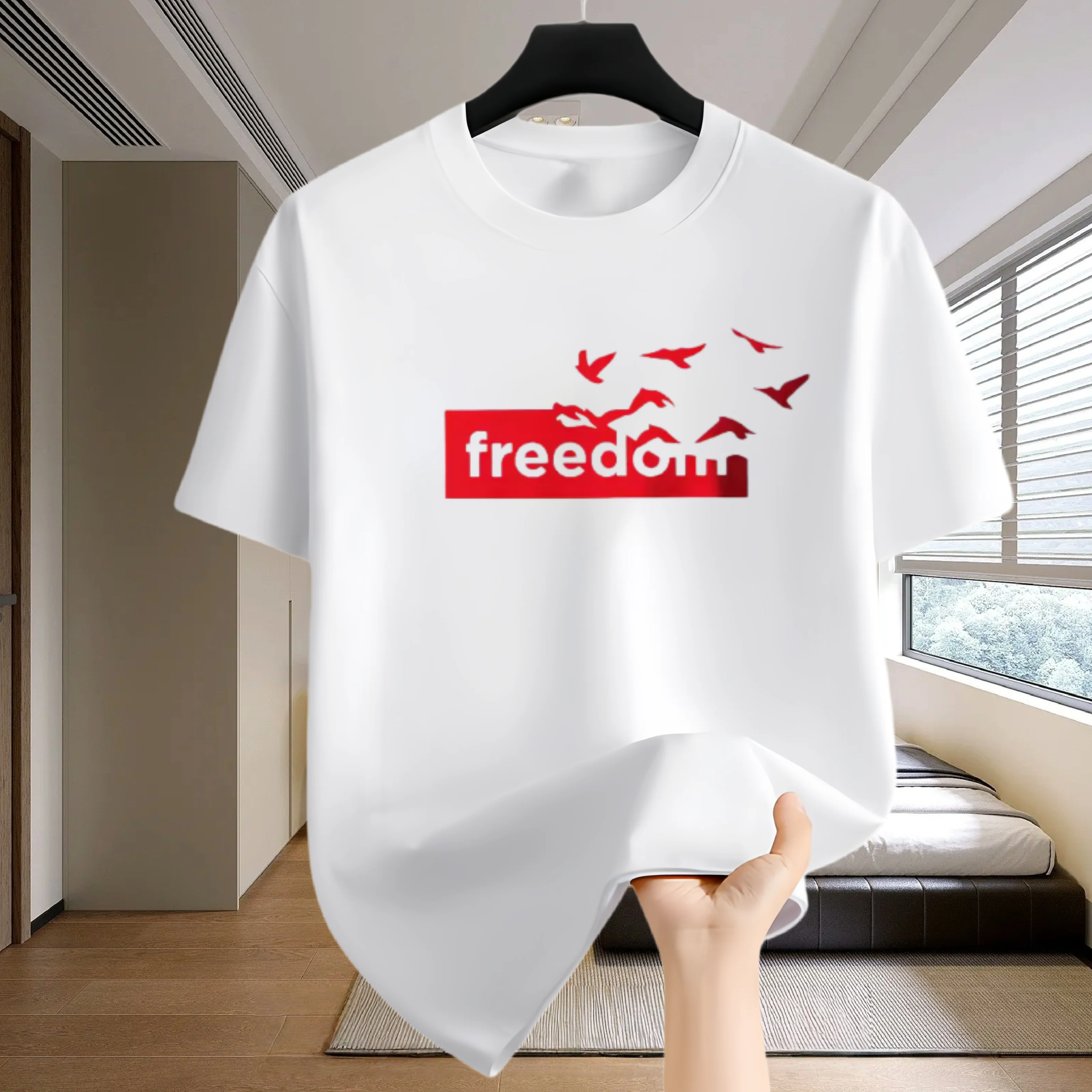 Men's T-shirt with print - casual sports top for outdoor jogging and marathon. Summer 2026 quick-drying mesh T-shirt for cycling