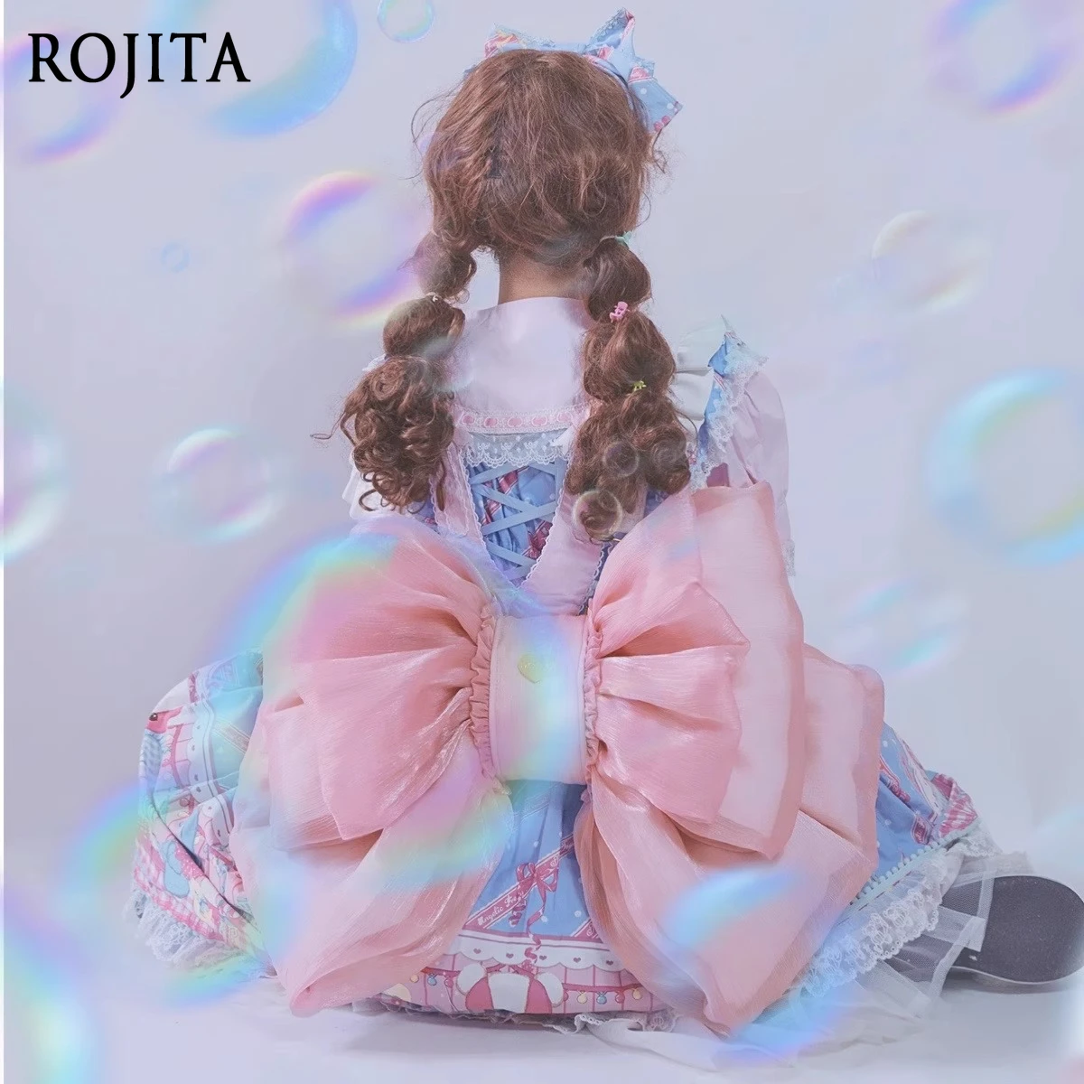 Gauze Bow Backpack Fairy Style Cute Bow Lolita Bag Cute Backpack Girls 2025 New Japanese and Korean Fashion Blue Backpack Women