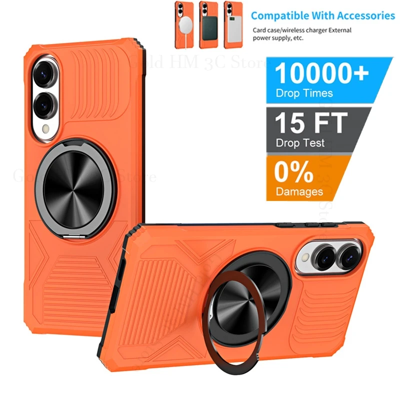

Shell For Samsung S25 Edge 5G Hybrid Rugged Armor Shockproof Case For Galaxy S25 Ultra S24 Plus Magnetic Ring Stand Holder Cover