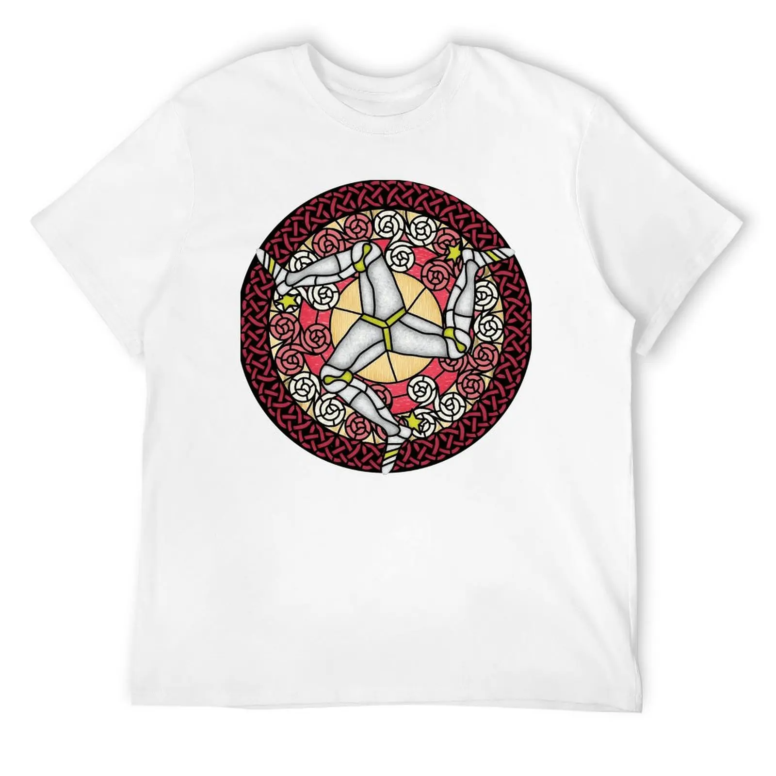 Isle Of Man Stained Glass Poster For Sale T-shirt Fresh Motion  Humor Graphic T-shirts Novelty Travel Eur Size