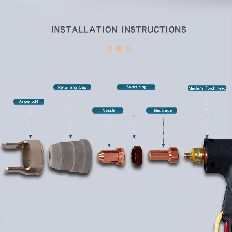 PT-80 IPT-80 PT80 Plasma Cutting Torch Tip Nozzle Electrode Stand-off Retaining-cap Swirl-ring Plasma Cutting Flashlight Kit