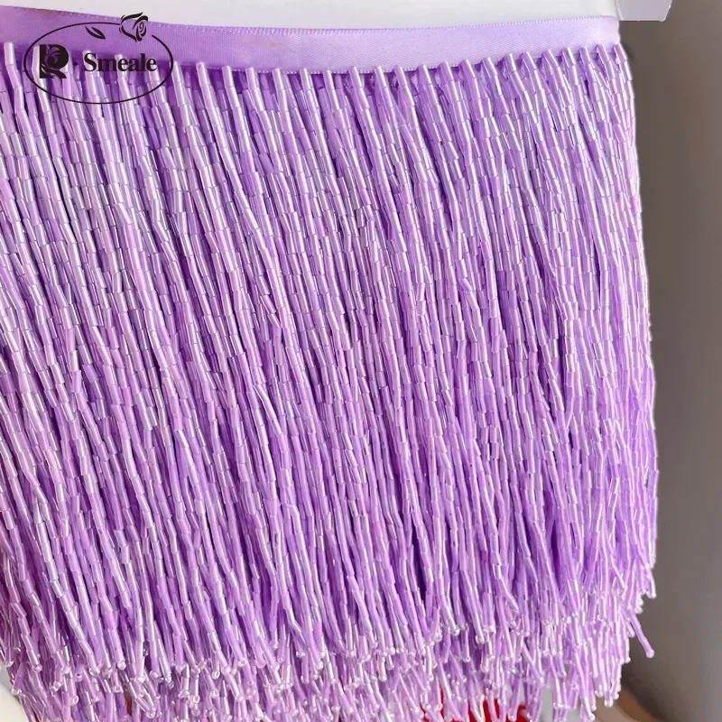 

Tube Tassel Dress Accessories, Lace Trim, Wedding and Evening Dress, Beaded Decoration, 38 Colors, Blue and Purple, 15cm Width