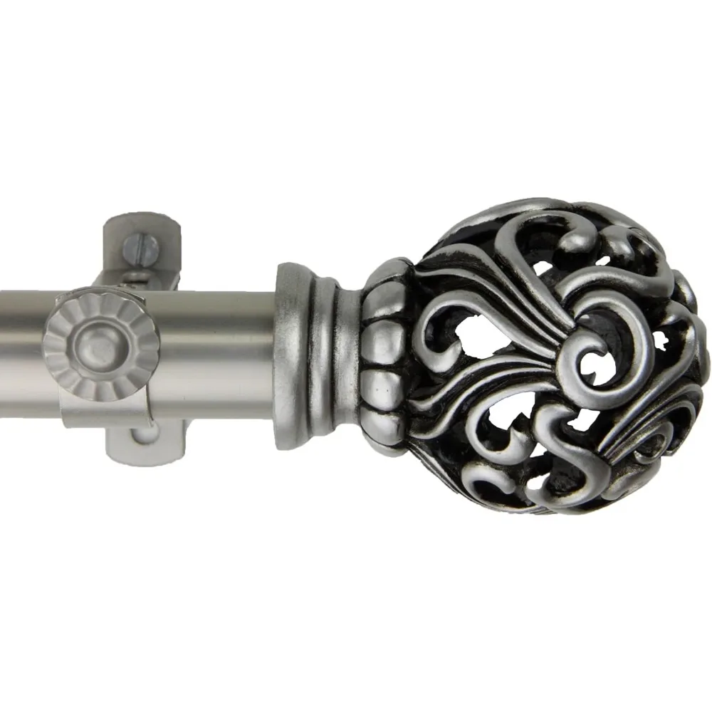 قضيب ستارة ثلاثي على الطراز الباروكي، قابل للتعديل من 66 إلى 120 بوصة، لمسة نهائية من النيكل الساتان #3