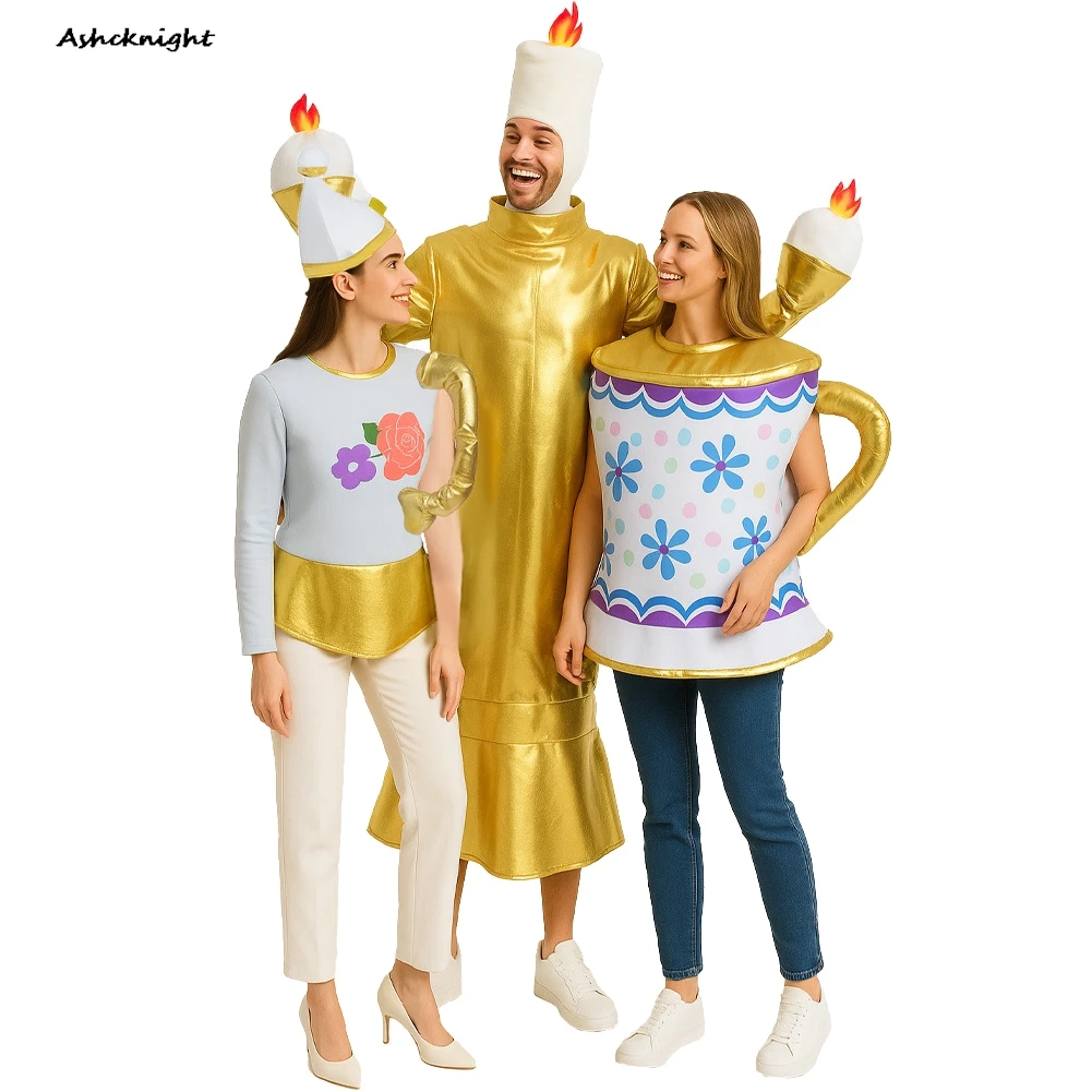 

Halloween Cosplay Candle Jumpsuit Clothes Candle Teacup Teapot Party Disguise Roleplay Halloween Costume Carnival Outfit Suits