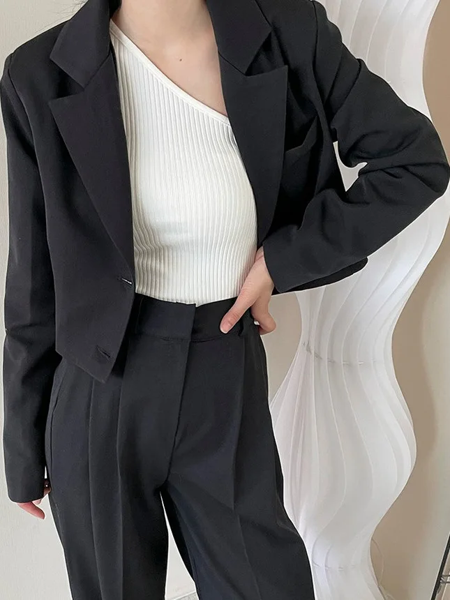 Faionable Losse Casual Pak Jaet vrouwen Wijde Pijpen Broek Set Koreaanse Sle Tweedelige Set Herfst Chic Button up Lange Sve