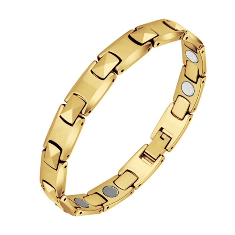 

Classic Plated Gold Plated Rose Gold Magnet Energy Bioenergy Tungsten Steel Men's Bracelet