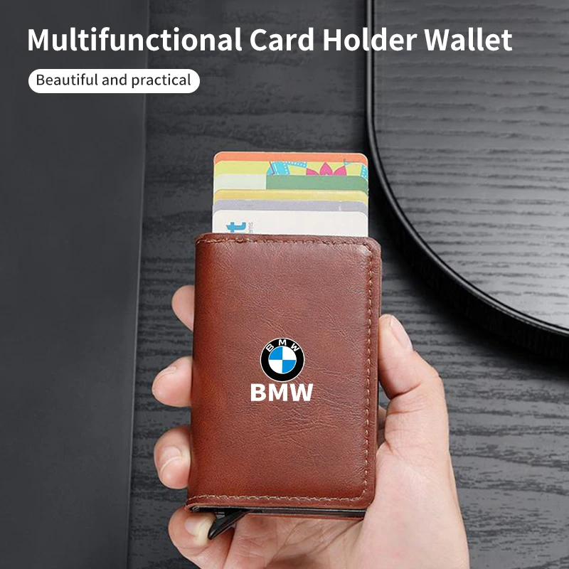 Men Wallet ID Credit Card Holder Mini RFID Wallet Automatic Pop up Bank Card Case For BMW E46 E90 E60 F30 E30 G30 E53 F31 G20