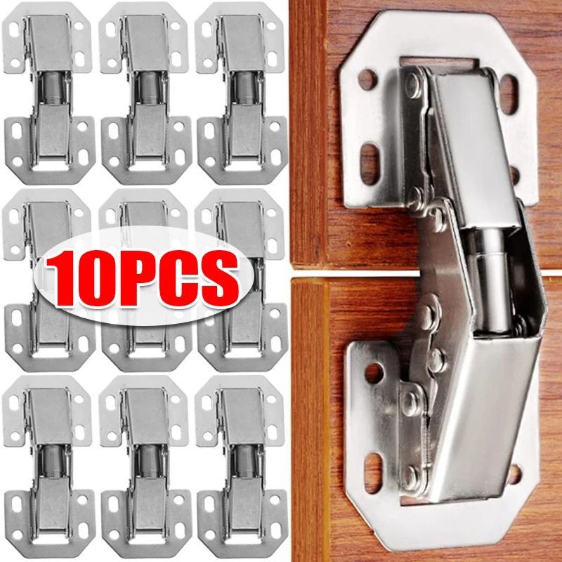 2-10Pcs Set Cabinet Hinges With Screws No-Drilling Noiseless Hidden Cabinet 90 Degree Hinge Door Soft Close Furniture Hardware