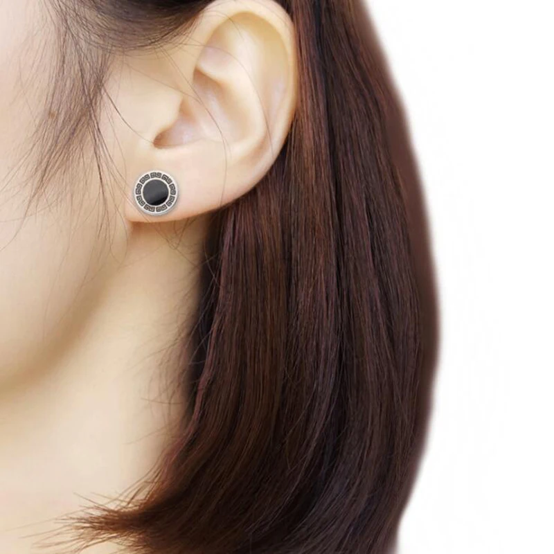 1PC Round earrings woman man fashion jewelry fake ear plug tunnel stainless steel piercing ear stud