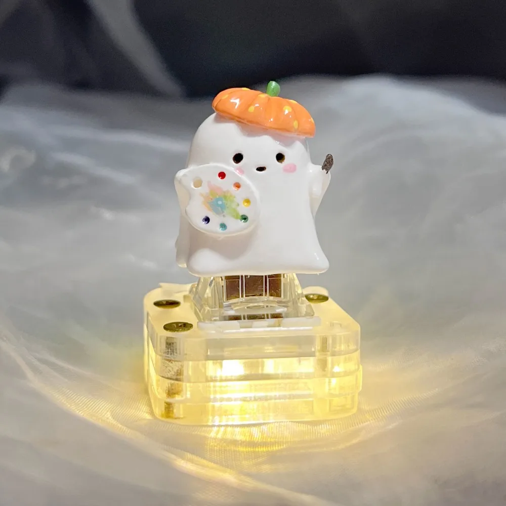 Cute Ghost Artisan Keycap Original Kawaii Resin Keyboard Cap Custom Handmade Anime KeyCap for Mechanical Keyboard Halloween Gift