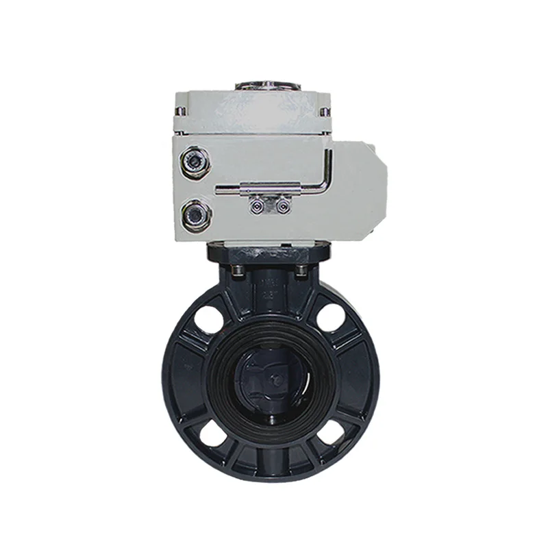 

National standard electric PVC butterfly valve D971X-10S acid and alkali resistant anti-corrosion clip valve
