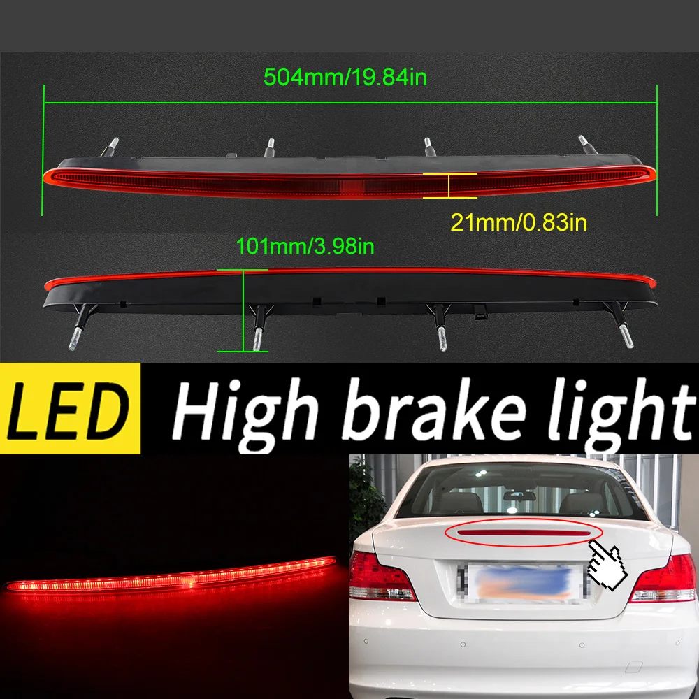 1pc Red / Smoke Car Third Brake Stop Light For BMW E87 E82 E88 2007-2013 63257164978 High Level LED Third Brake Light 7164978