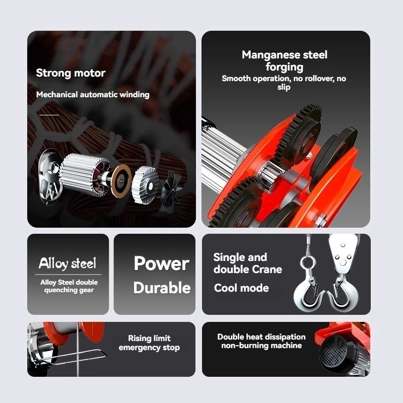 رافعة صغيرة كهربائية مصغرة على شكل قرع منزلي 220 فولت مع سيارة رياضية ذات 4 عجلات. رافعة 0.5/1/1.5 طن