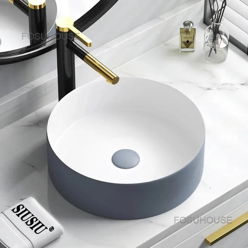 

Round Table Basin Grey Rectangular Bathroom Sinks Small Wash Basin Round Bathroom Washbasins Water Basin Kitchen Washing Sinks