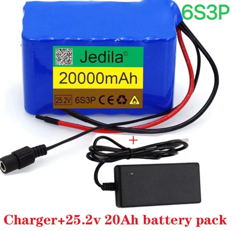 New 24V 20Ah 6S3P 18650 Battery Lithium Battery 25,2V 20000mAh Electric Bike Mopped/electric/lithium Ions Battery + Charger