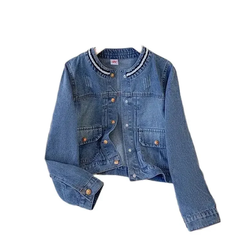 

Heavy Denim Jacket Women's Spring Autumn 2024 New Loose Fashion Short Jackets Tops Covered Button Outwear Cowgirl Coat Female