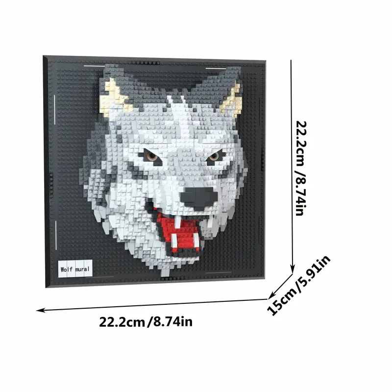 DIY small particle assembly building block toy 3D three-dimensional ornament mural wolf animal