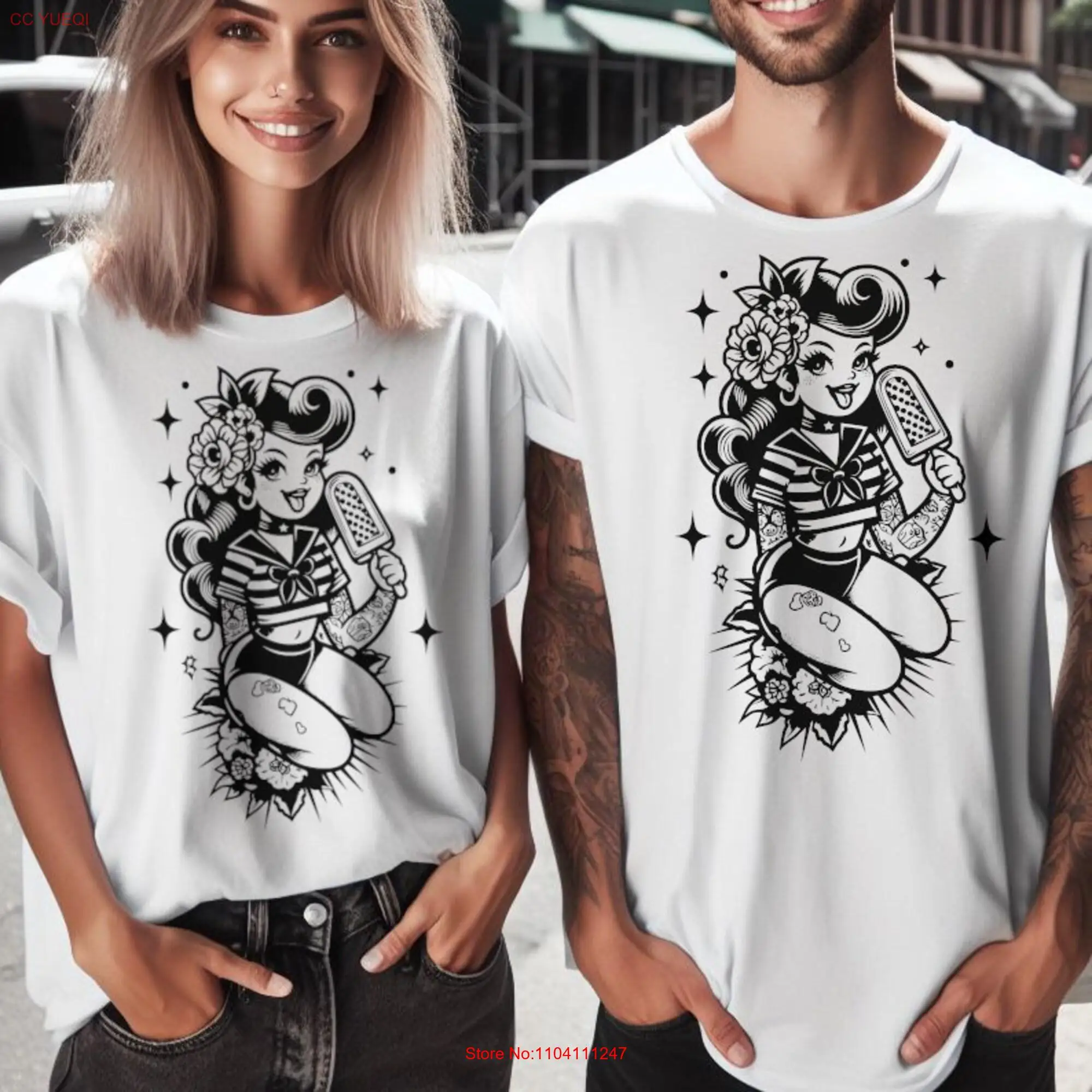 Girl with Popsicle by TatT T Shirt Original Tattoo Art long or short sleeves