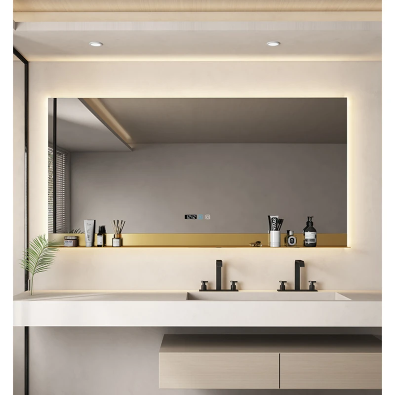 Bathroom smart, touch screen, toilet, makeup mirror, wall mount, with shelf, bathroom square, anti-fog