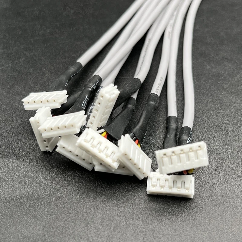 10Pcs Guitar Pickup Output Cable 4 Conduct+Braiding with 5P Terminal 450MM Coil Spliting Cable Black Plug Direct Grey