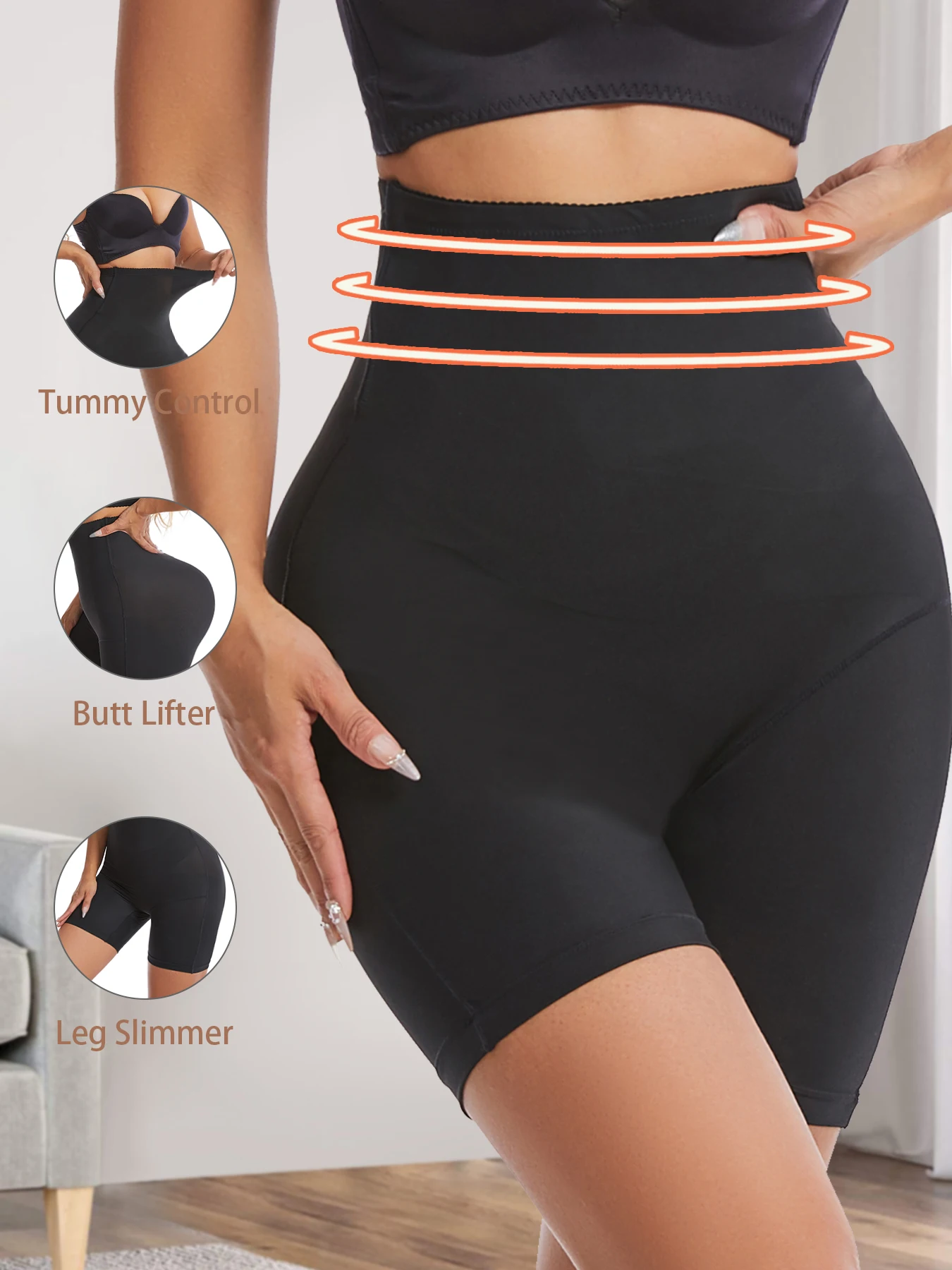 بنطال نسائي عالي الخصر بلون سادة مع تحكم في البطن ورفع الورك واستعادة ما بعد الولادة