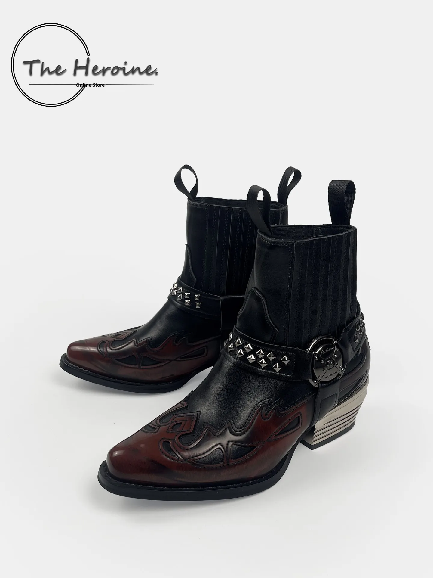 

Ботинки в стиле вестерн в стиле ретро в стиле панк с острым носком ex Y2K ort Heavy Metal Rub Color Chelsea Boots Street Sle, весна-осень