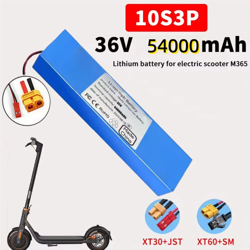 

10S3P 36V 54000mAh 36v batería para patinete eléctrico 18650 litio M365 Scooter eléctrico 36v batería Scooter