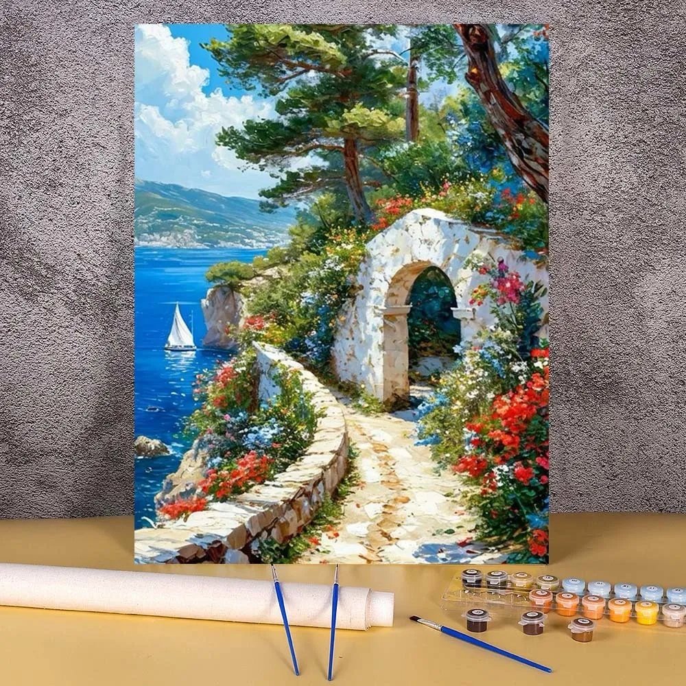 

Frameless Mountain Tree Diy Painting By Numbers Kits For Adults Landscape Acrylic Paint On Canvas For Living Room Home Decors