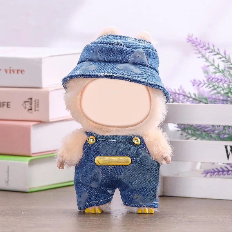

Denim Outfit for Plush Dolls Only (No Doll): Hat & Overalls Set, Fashion Toy Clothes