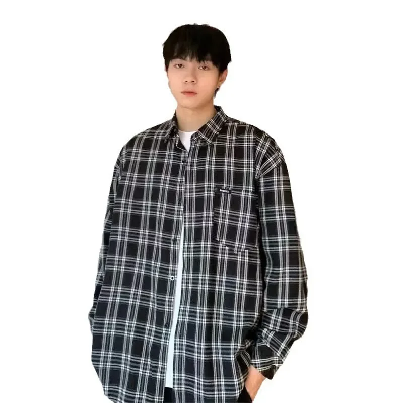 Hong Kong Style Plaid Men's Long Sleeve Loose-Fit Casual Sun Protection Shirt Jacket American Style For Summer Seasons