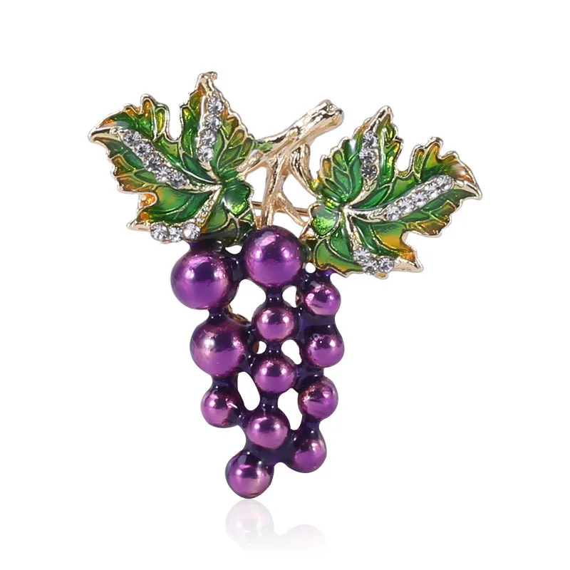 

Fashion Creative Grape Brooch Women's Unisex Fruit Plant Pin Office Party Accessory Gift