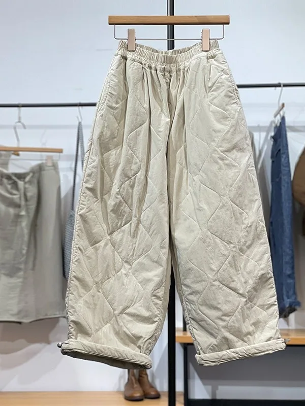 السراويل القطنية الدافئة واسعة الساق الفنية Sle الماس نمط جديد وصول الحلو Sle عالية الخصر مرونة الخصر لارتداء اليومي #5
