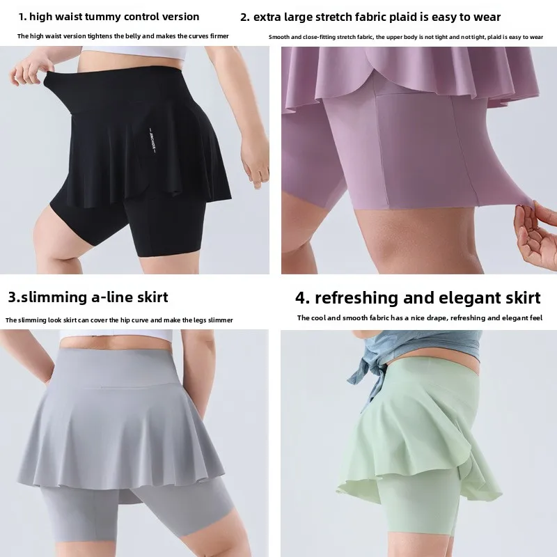 بنطلون رياضي نسائي عالي الخصر ومرن للغاية، مقاس كبير، مناسب للجري والتنس واليوجا، ملابس رياضية للنساء ذوات الوزن الزائد، تنور...