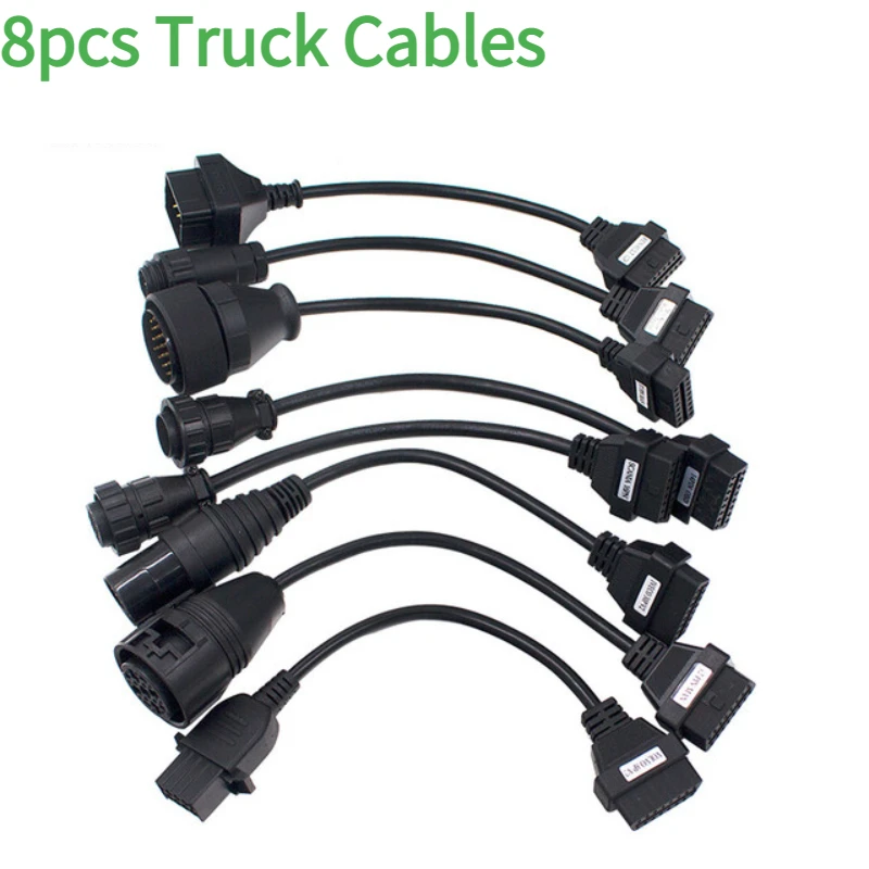 NEW TCS Truck Cables Set Car Cables Set Full 8 Cables Set with 30/20/38/3/2 Pin OBDII Diagnostic Connector for Scanner Line