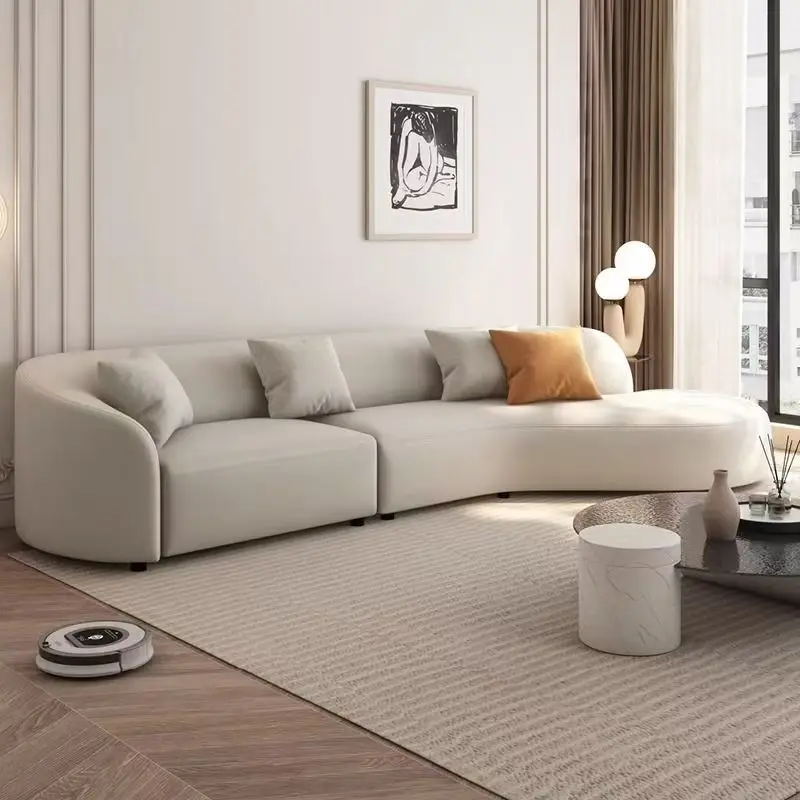 

Moon, leather, sofa, arc, semicircle, sofa, cream wind