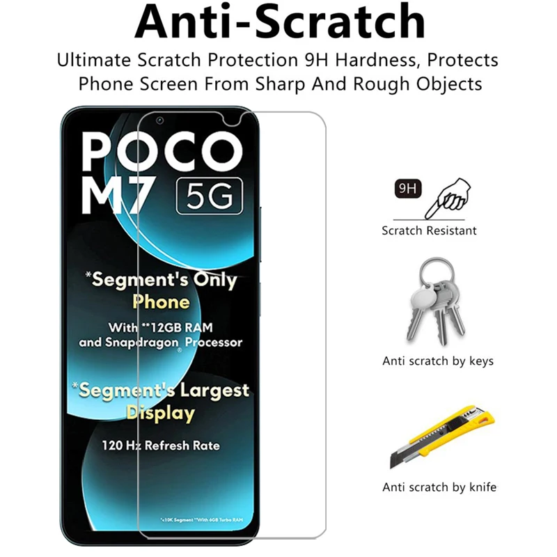واقي شاشة من الزجاج المقسى لهاتف شاومي بوكو m7 على pocom7 m 7 7m 4g 5g فيلم الهاتف glas xiomi xaomi xiami poc pco