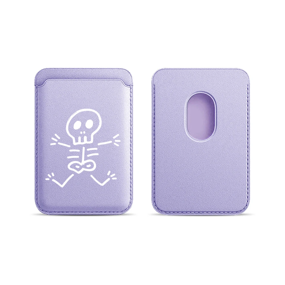 Leder-Kartenhalter Künstlerischer Totenkopf-Geldbörsen-Cover Telefonkartenhalter für Magnetische Hülle Geeignet für alle iPhones für Magsafe Karten-Handytasche – Detail 8