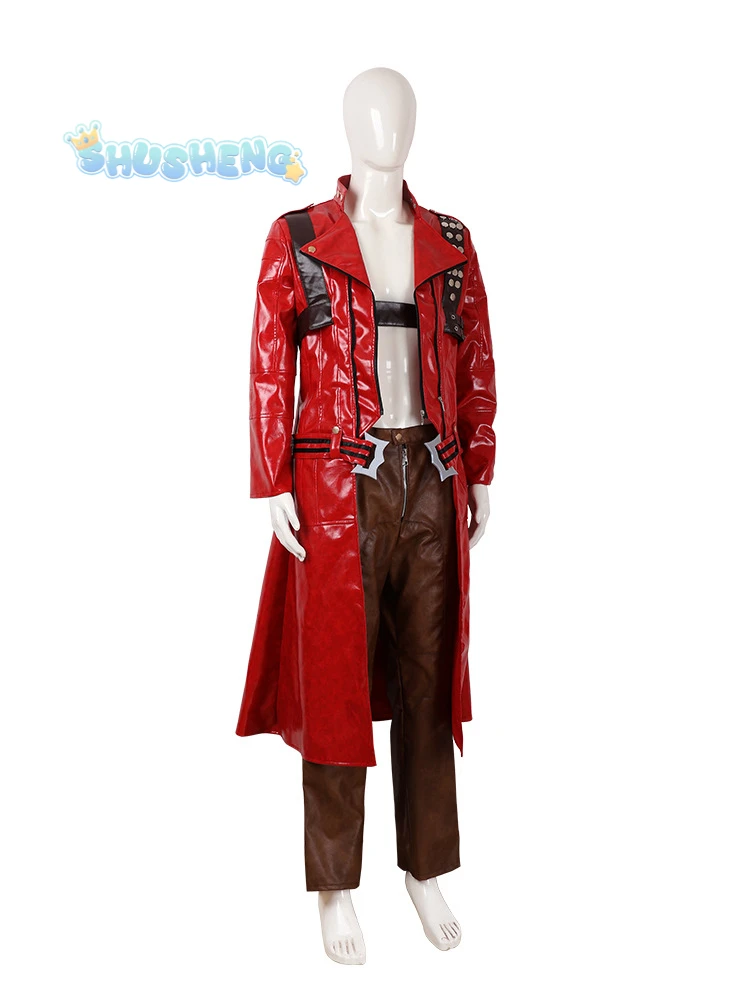 Dante Man Cosplay Costume Devil Cos May Cry 3 Leather jacket pants accessories cool and handsome Halloween party custom uniform