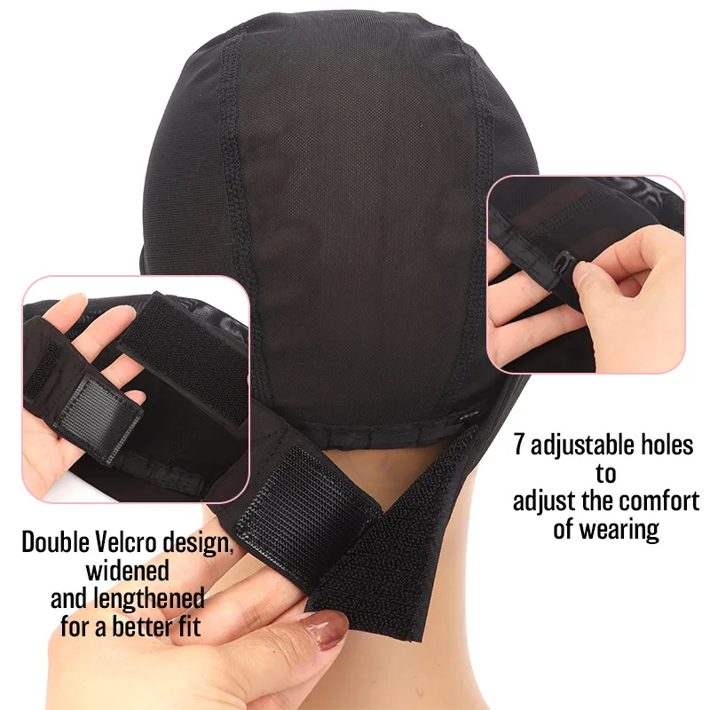Mesh Wig Cap With Adjustable Velcro Strap 1Pc Soft Wide Headband Wig Cap Wig Grip Cap For Making Wigs view 3