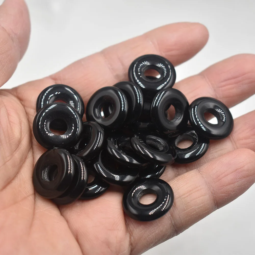Modische, hochwertige, sortierte Naturstein-Gogo-Donut-Anhänger, Perlen 18mm für Schmuckherstellung, Großhandel 12 Stück/Los, kostenlos. – Detail 14