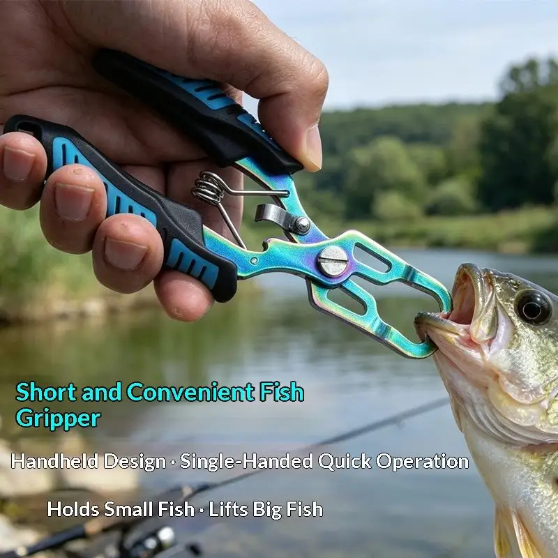 Stainless Steel Fish Lip Gripper Anti Rust Non Slip Built-in Line Cutter Durable Fishing Controller Tool for Professional Angle