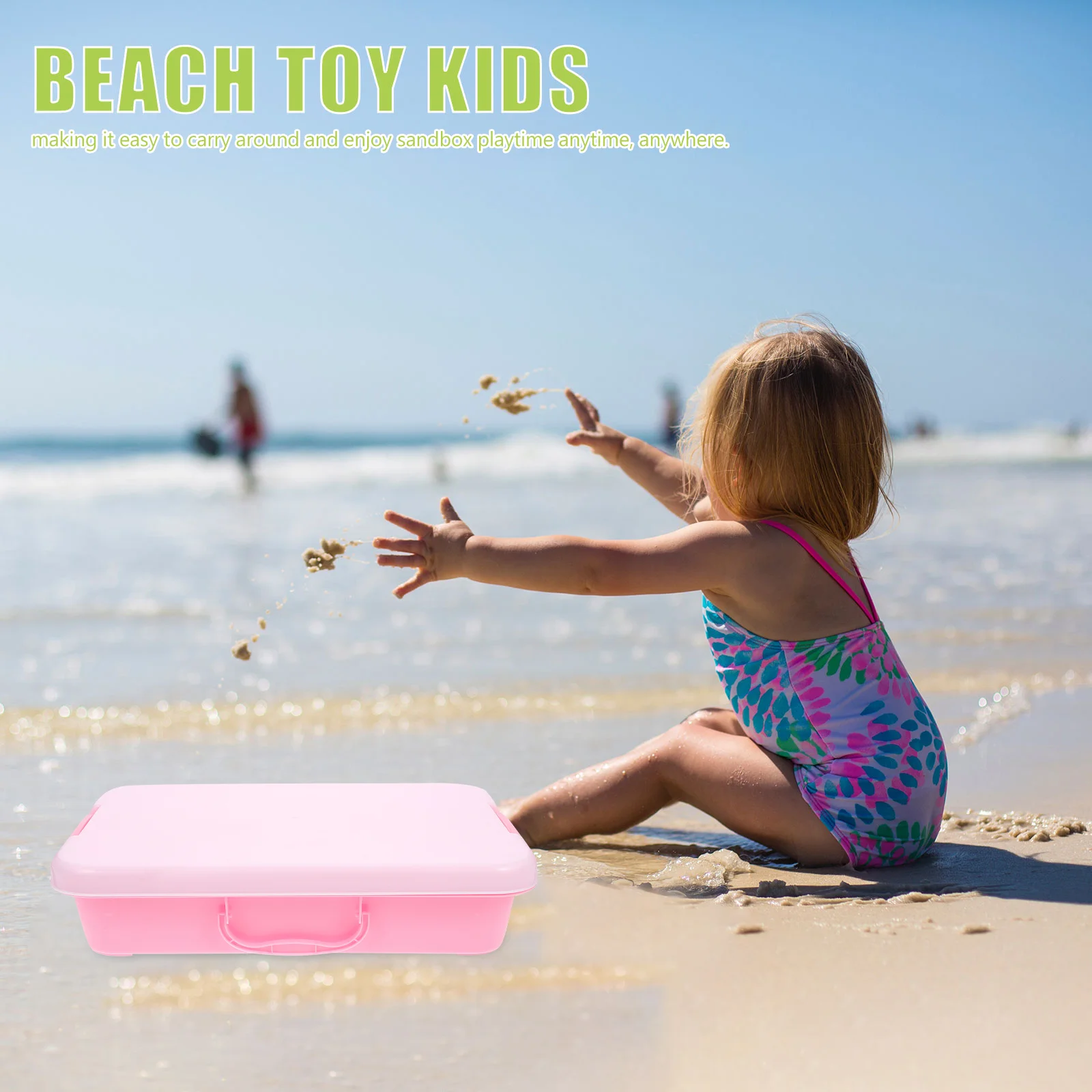 Boîte de rangement pour jouets de plage pour enfants, bac à sable portable, rose, extérieur, voyage pour tout-petits