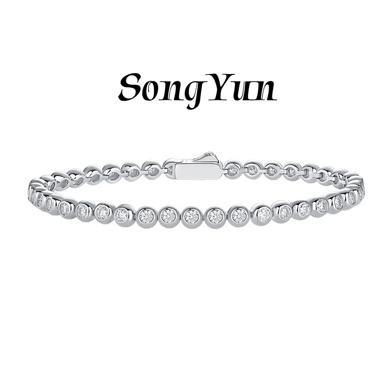 

SONGYUN Designer Jewelry 925 Sterling Silver Bracelet Moissanite Diamond Chain Tennis Bracelets Rhodium Plated SYT Patent Bangle
