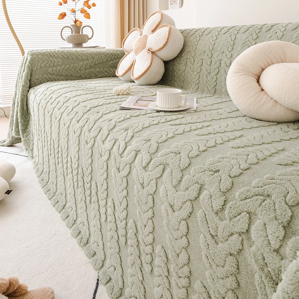 Nordic Soft Velvet Plush Quilted Sofa Towel Thicken Short Plush Sectional Sofa Cover Non-slip Couch Covers for Living Room