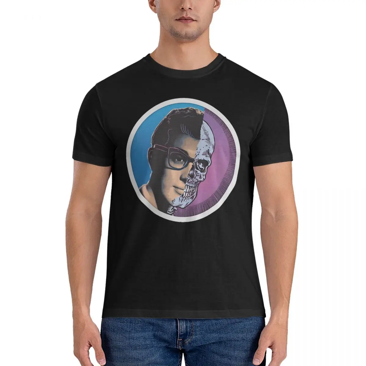 Buddy Holly_3 T Shirts Men's Cotton Novelty T-Shirts O Neck The Crickets Tees Short Sleeve Clothing Graphic