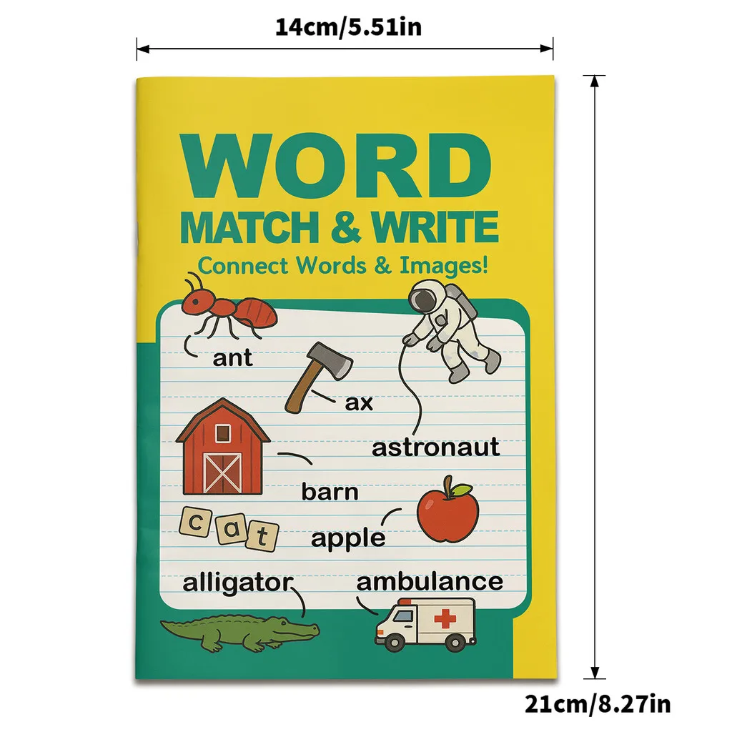 Word Match Activity Books for Kids— Vocabulary Builder Matching Games + Match-and-Write Tracing | Preschool ESL/ELA Workbook