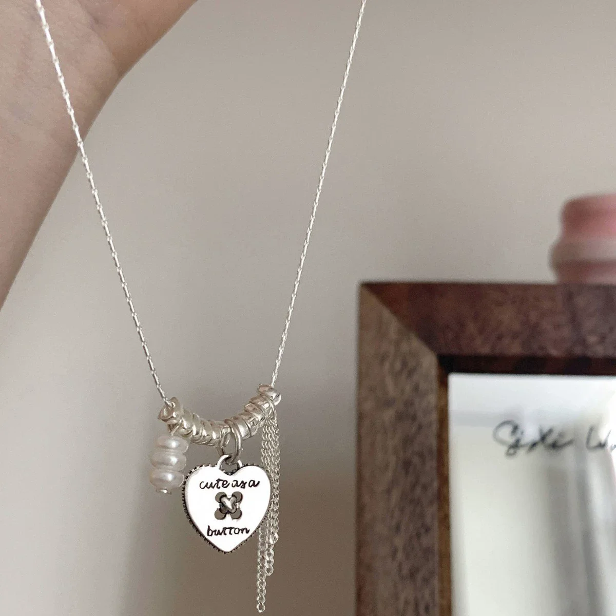 Women's 925 Sterling Silver Love Heart Necklace with Bow Knot Bead