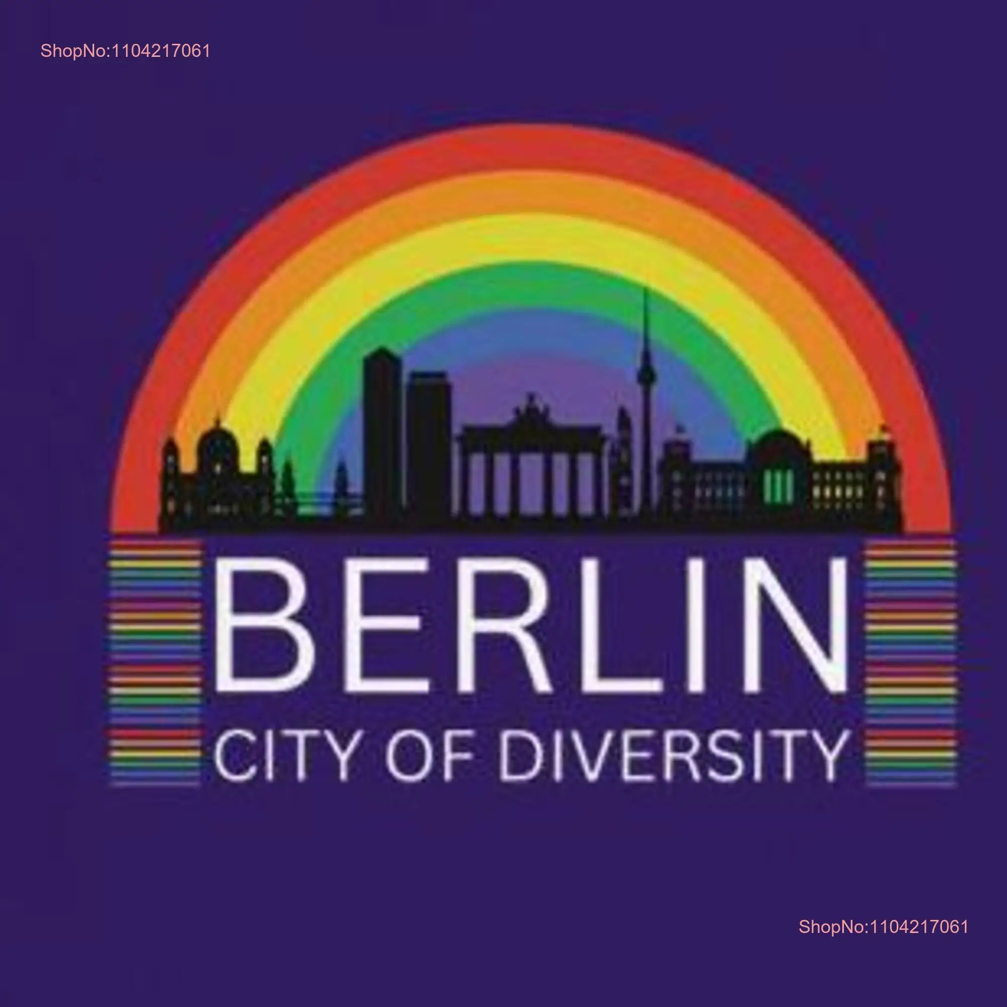 T Shirt LGBTQ Berlin City of Diversity Skyline Rainbow in Pride colors men women gender Berliner great blue purple